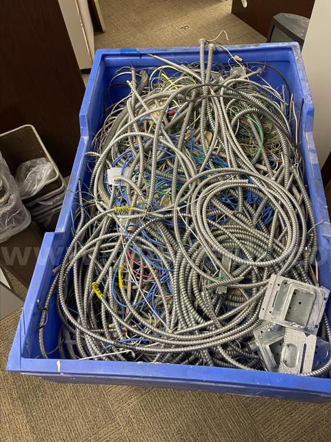 One Bin of Scrap Wiring and Steel Conduit