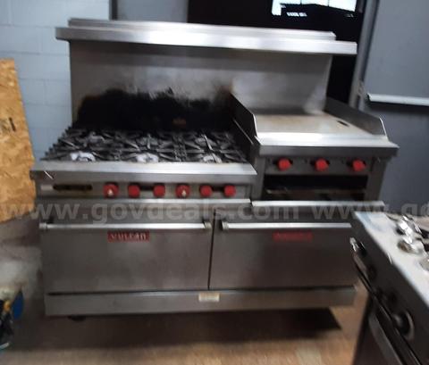 Vulcan 60-inch commercial gas range previously used in a firehouse.