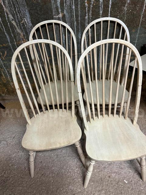 (4) White Wooden Chairs