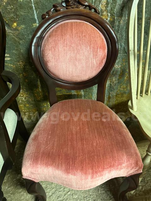 Carved Wooden Chair with red seat