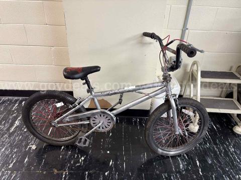 Sport Equipment: SILVER BMX STYLE BICYCLE