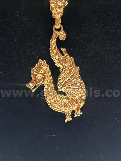 30β Figaro Necklace W/ Dragon Pendant, 24K Real Gold Filled. FREE SHIPPING W/BUY NOW!!!