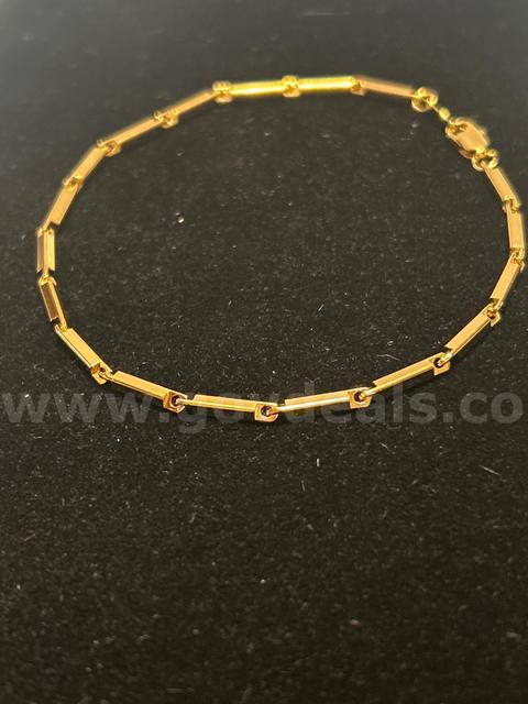 9”, Small Bar Ankle Bracelet 24K Real Gold Filled