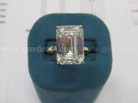 14k YG Ring w/ 12.68 Carat Emerald Cut  Brilliant Lab Grown Diamond with IGI Report