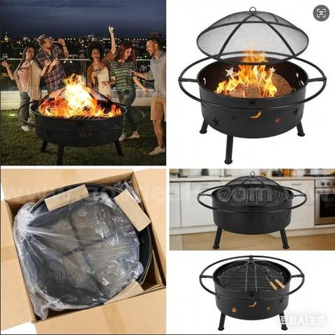 SHIPPING AVAILABLE  2 Set 32 Inch Outdoor Wood Burning Pits, Portable Firepit, (A3-2A)