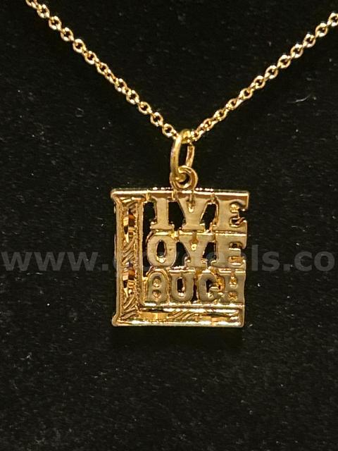 22”Chain Necklace With “Live, Love, Laugh” Pendant. 24K Real Gold Plated