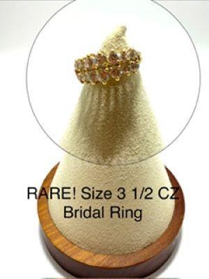 Rare, Ladies, Size 3 1/2, CZ Bridal Ring, 24k Real Gold Plated