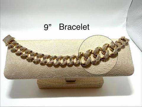Gorgeous, 9 Inch, CZ Bling Bling, Cuban Link Bracelet, Real 24k Gold Plated