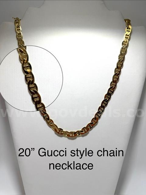 Beautiful, 20 Inch, Gucci Style Chain, Real 24k Gold Plated, Necklace