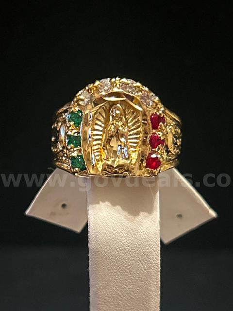 Size 11, Men’s, Lady Guadalupe CZ Ring, 24K Real Gold Plated
