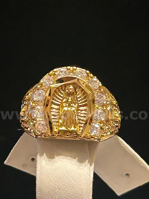 Size 14, Men’s, Lady Guadalupe CZ Ring, 24K Real Gold Plated