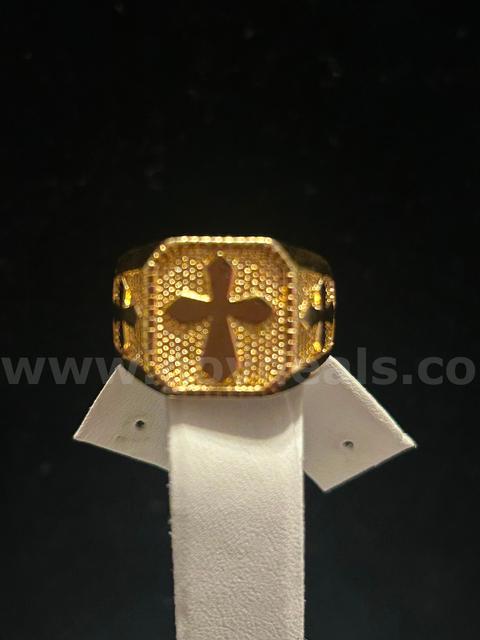 Size 13.5, Men’s Ring, Cross, Ring, 24K Real Gold Plated