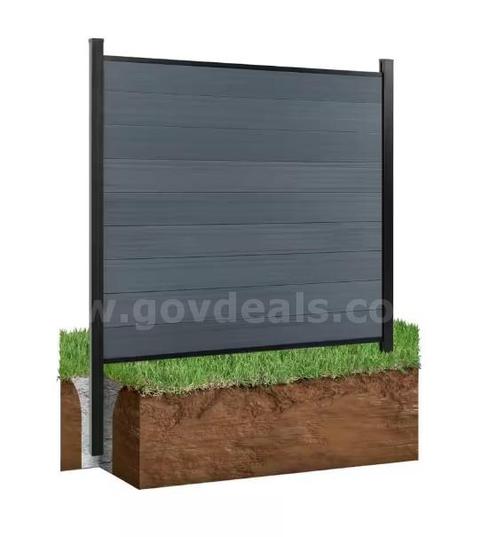 Around 30ft of NEW Composite Privacy Fence  Antique – Includes 5 sections with aluminum posts and hardware MSRP $7500