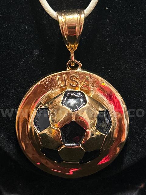 New, USA, Soccer Ball Pendant W/ White Cord Necklace