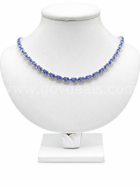 Outstanding Designer Sterling Silver And 10CTS Tanzanite 53 Stones Ladies Necklace Absolutely Stunning Appraised $3750
