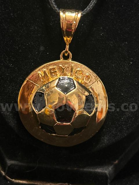 VIVA MÉXICO, Mexico, Soccer Ball Pendant W/ Black Cord Necklace