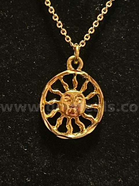 16”-18” Dainty Chain Necklace With Sun Pendant. 24K Real Gold Plated