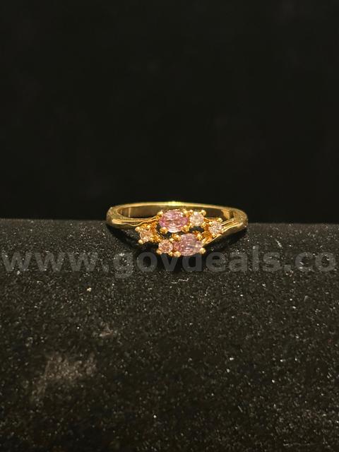 Size 4 3/4, Ladies, CZ, BS Opal Ring. 24k Real Gold Plated