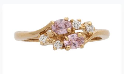 Size 10, Ladies, CZ, BS Alexandrite Ring. 24k Real Gold Plated