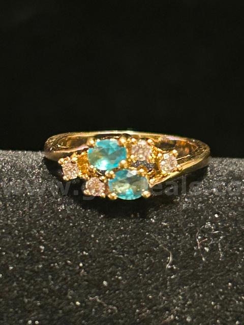 Size 4, Ladies, CZ, BS Topaz Ring. 24k Real Gold Plated