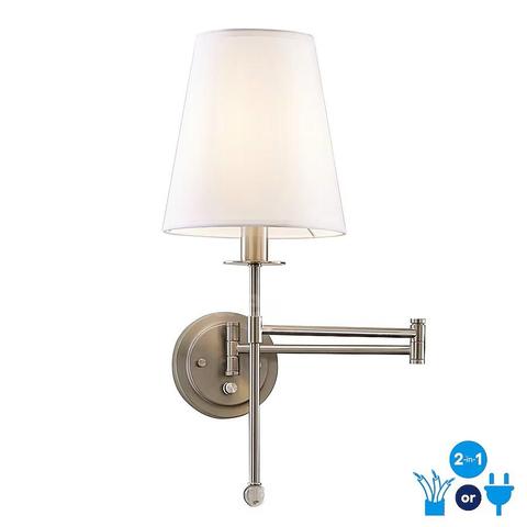 Brand New Set of 2 allen + roth Winant 8-in 1-Light Brushed Nickel LED Wall Sconces – Transitional Design MSRP $160