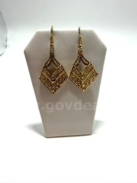 Beautiful, Hanging, Filigree Egyptian Style Earrings, 24k Real Gold Plated