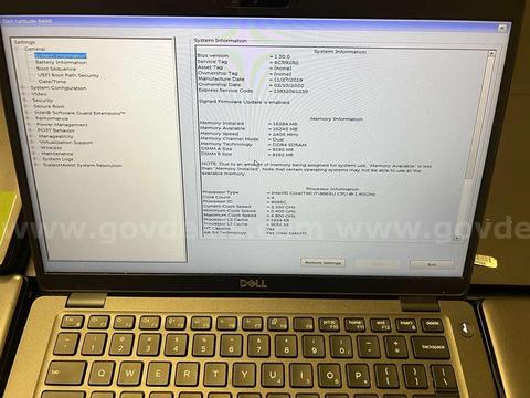 LOT OF 323 LAPTOPS - DELL 5400 I7 8TH RAM 16 DR4 HD 512 SSD