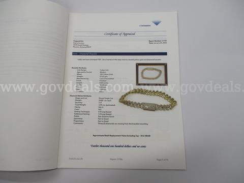 10k Ladies Yellow Gold Diamond Encrusted Bracelet w/Appraisal 33.69g ,**PENDING