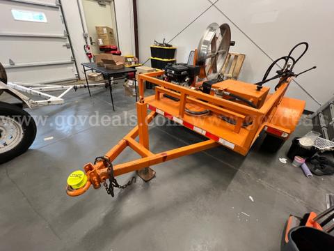 Heavy Duty Hydraulic Cable Puller Mtd on Shop Built S/A Fiber Optic Cable Pulling Trailer