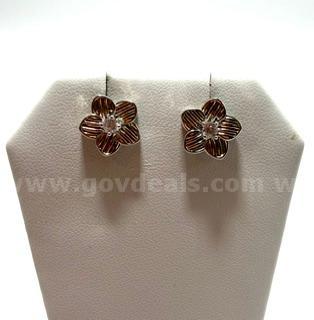 Beautiful, Rhodium Clad (Silver), CZ Hawaiian Post Earrings