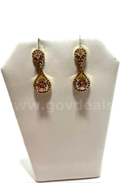 Beautiful, Brilliant CZ Bridal Earrings, 24k Real Gold Plated