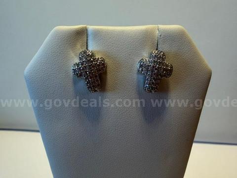 Gorgeous, Rhodium Clad (Silver), CZ Pave Cross Earrings