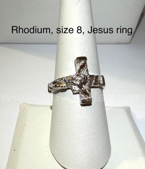 Gorgeous, Rhodium Clad (Silver), Size 8, Jesus Ring