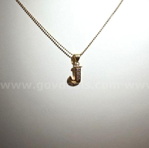 Gorgeous, 22 Inch, Beaded Necklace, W/CZ “J” Initial Pendant, 24k Real Gold Plated