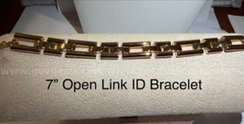 Gorgeous, 7 Inch, Open Link ID Bracelet, 24k Real Gold Plated