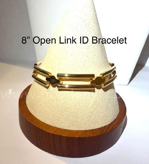 Gorgeous, 8 Inch, Open Link ID Bracelet, 24k Real Gold Plated