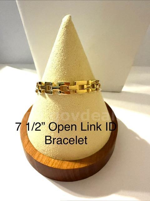Gorgeous, 7 1/2 Inch, Open Link ID, 24k Real Gold Plated Bracelet
