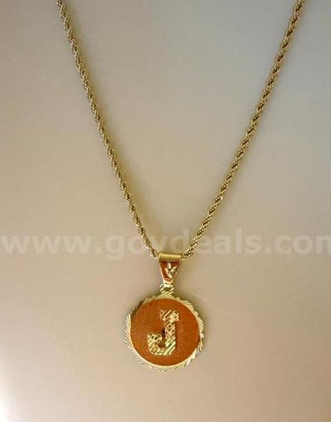 Gorgeous 4MM, 24",Diamond Cut Rope Necklace, W/"J" Initial Medallion, 24k Real Gold Plated