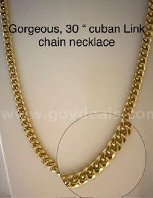 Gorgeous, Heavy, 30 Inch, Cuban Link Chain Necklace, 24k Real Gold Plated
