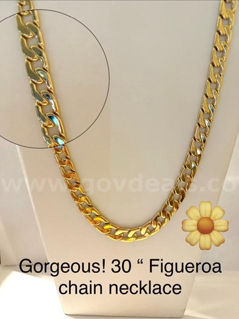 Gorgeous, Heavy, 30 Inch, Full Cuban Link Necklace, 24k Real Gold Plated