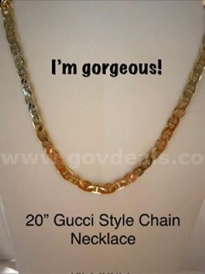 Gorgeous, 20", Gucci Style Chain Necklace, 24k Real Gold Plated