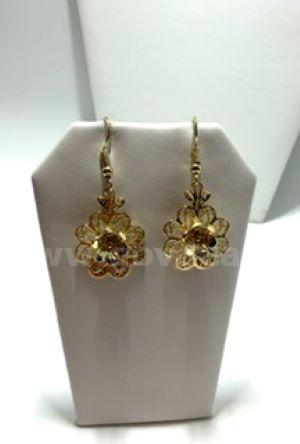 Beautiful, Flower Filigree Hanging Earrings, 24k Real Gold Plated