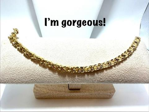 Beautiful, 8 Inch, Nugget Bracelet, 24k Real Gold Plated