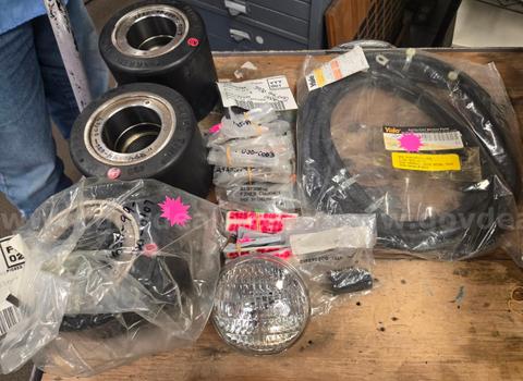 Assorted Yale Forklift Parts β Wheels, Brush Set, Electrical Parts