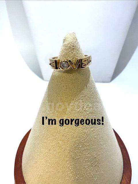 Gorgeous, Ladies, Size 6, 24k Real Gold Filled, CZ, Love Ring