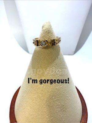 Gorgeous, Size 5, Ladies, 24k Real Gold Plated, CZ, Love Ring