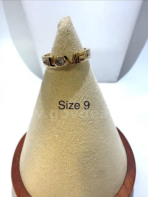 Beautiful, Size 9, Ladies, 24k Real Gold Plated, CZ, Love Ring