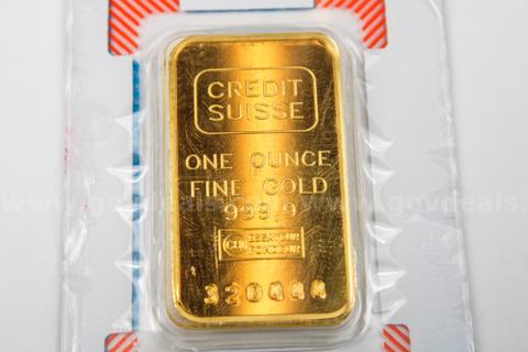 Credit Suisse One Ounce Gold 999.9 Fine Bar in Original Holder