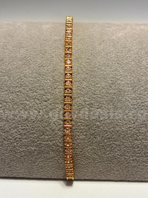 7” Bar Link CZ Tennis Bracelet 24K Real Gold Plated