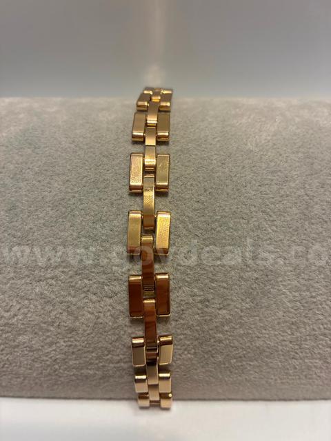 7 1/4” Mens Rectangular Station Bracelet 24K Real Gold Plated